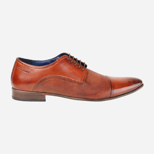 MASABIH GENUINE LEATHER TAN TOE CAP DERBY SHOES FOR MEN