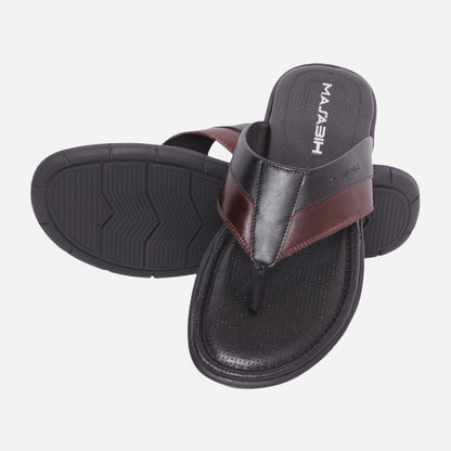 MASABIH Geniune Leather Soft Black / Bordo Color modern thong sandals for Mens