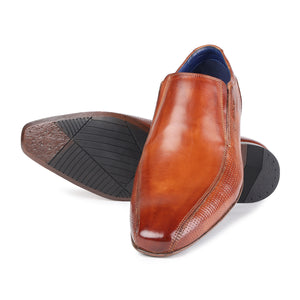 MASABIH GENUINE LEATHER TAN CASUAL LOAFER SHOES FOR MEN