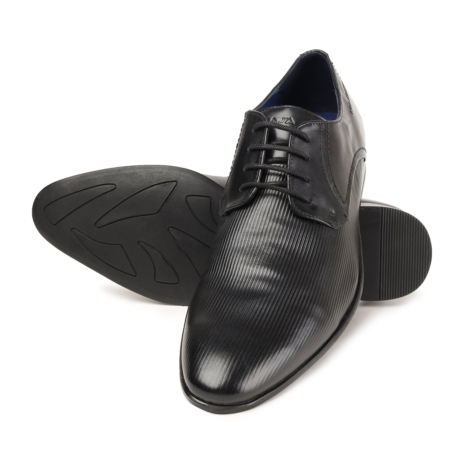 MASABIH GENUINE LEATHER DERBY LACEUP SHOES FOR MEN BLACK