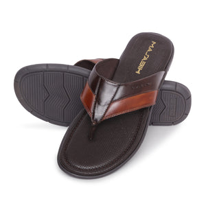 MASABIH Geniune Leather Soft Tan / Dk Tan Color modern thong sandals for Mens