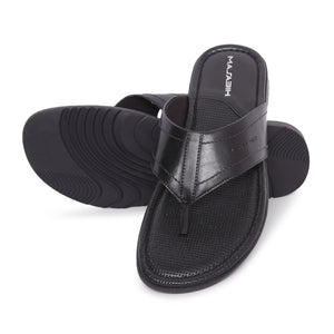 MASABIH Geniune Leather Soft Black Color modern java thong sandals for Mens