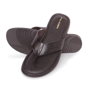 MASABIH Geniune Leather Soft Line Print Brown Color modern thong sandals for Mens