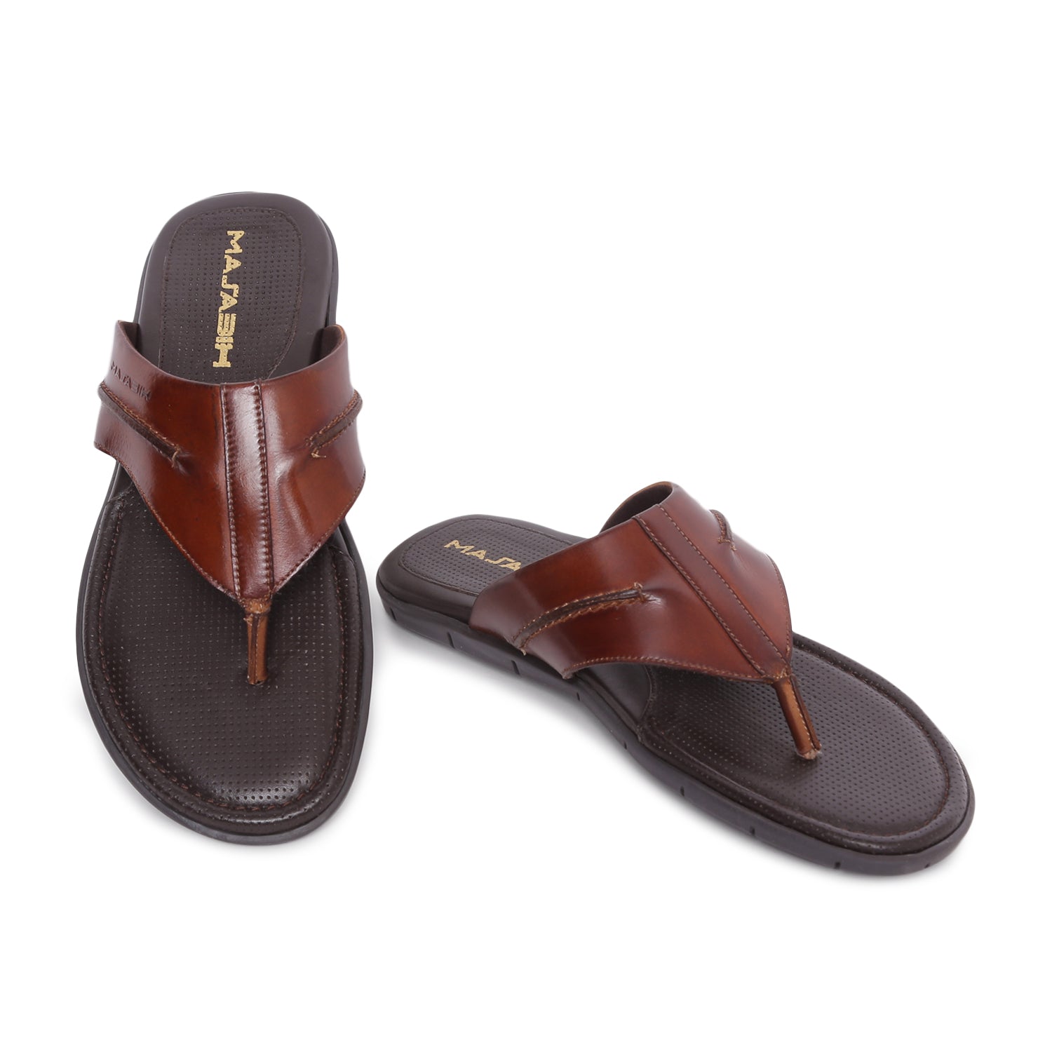 MASABIH Geniune Leather Soft Tan Color modern tauro thong sandals for Mens