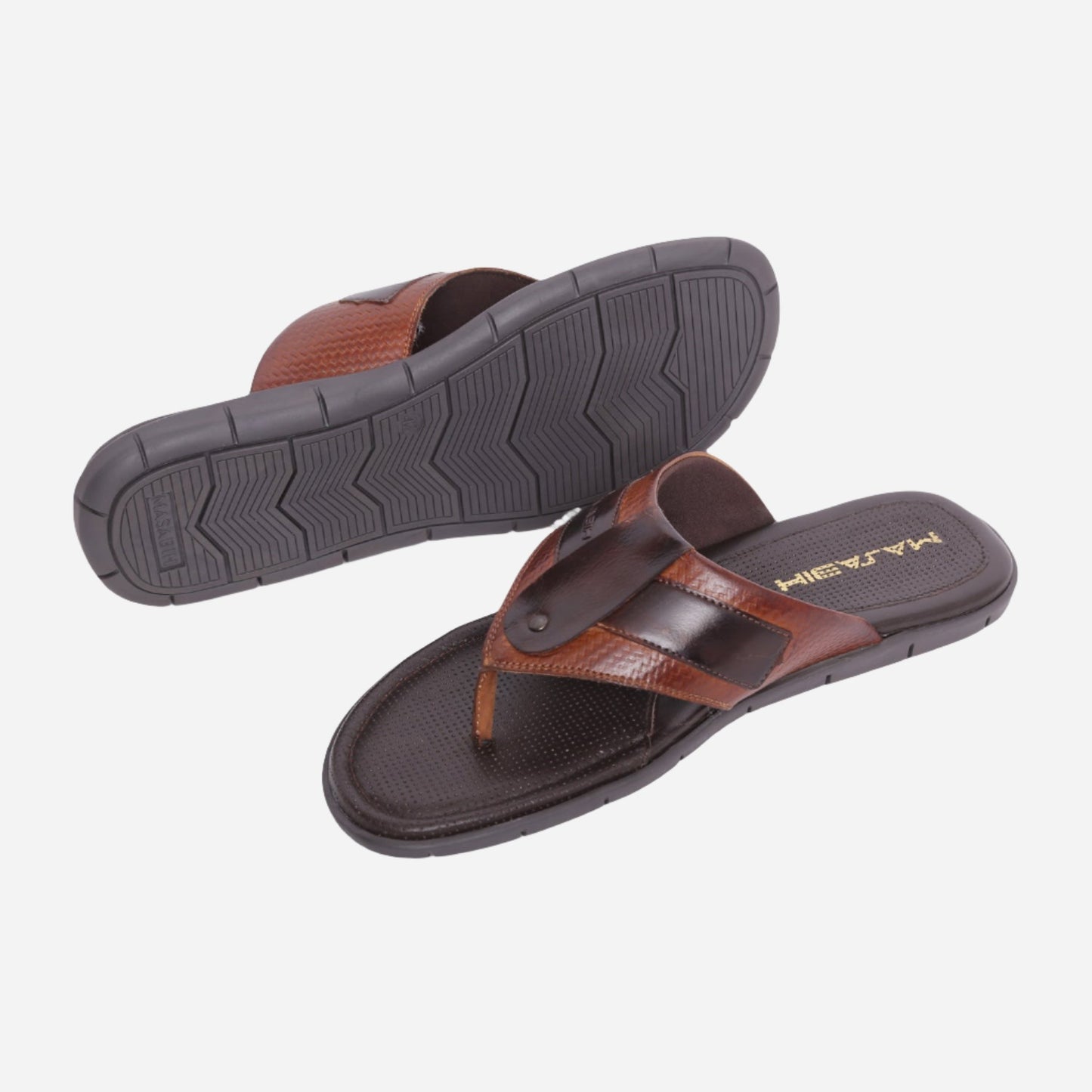 MASABIH Geniune Leather Soft Weavy Print Tan / Brown Color modern thong sandals for Mens