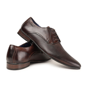 MASABIH GENUINE LEATHER DERBY LACEUP SHOES FOR MEN BROWN
