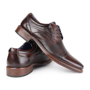 MASABIH GENUINE LEATHER BROWN DERBY LACEUP SHOES WITH TOE CAP FOR MEN