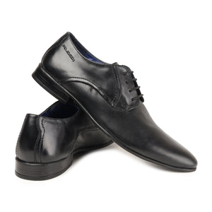 MASABIH GENUINE LEATHER DERBY LACEUP SHOES FOR MEN BLACK
