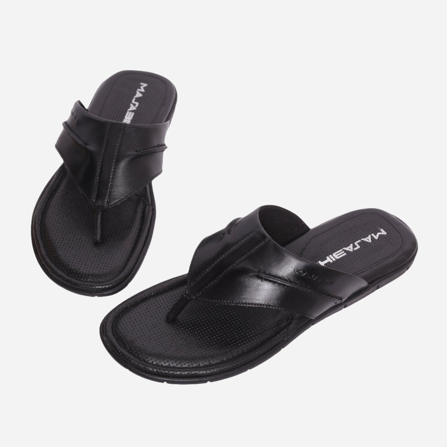 MASABIH Geniune Leather Soft Black Color modern tauro thong sandals for Mens