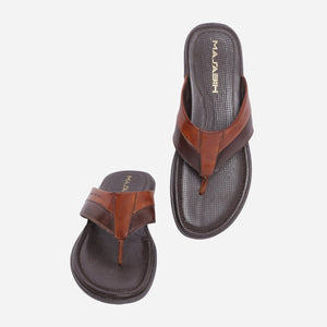 MASABIH Geniune Leather Soft Brown / Mid Brown Color modern thong sandals for Mens