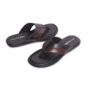 MASABIH Geniune Leather Soft Black / Bordo Color modern thong sandals for Mens