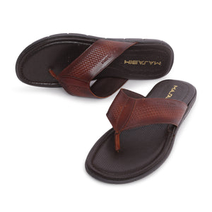 MASABIH Geniune Leather Soft Mesh Print Tan Color modern thong sandals for Mens