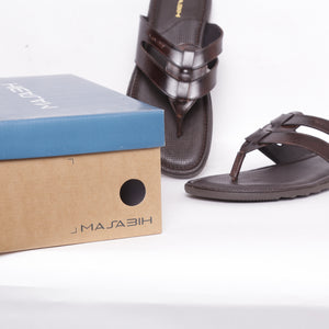 MASABIH Geniune Leather Soft Brown Color modern Strap thong sandals for Mens